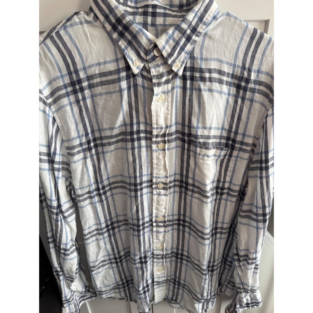 Abercrombie Fitch Mens Linen Blend Plaid Button Down Shirt Size L